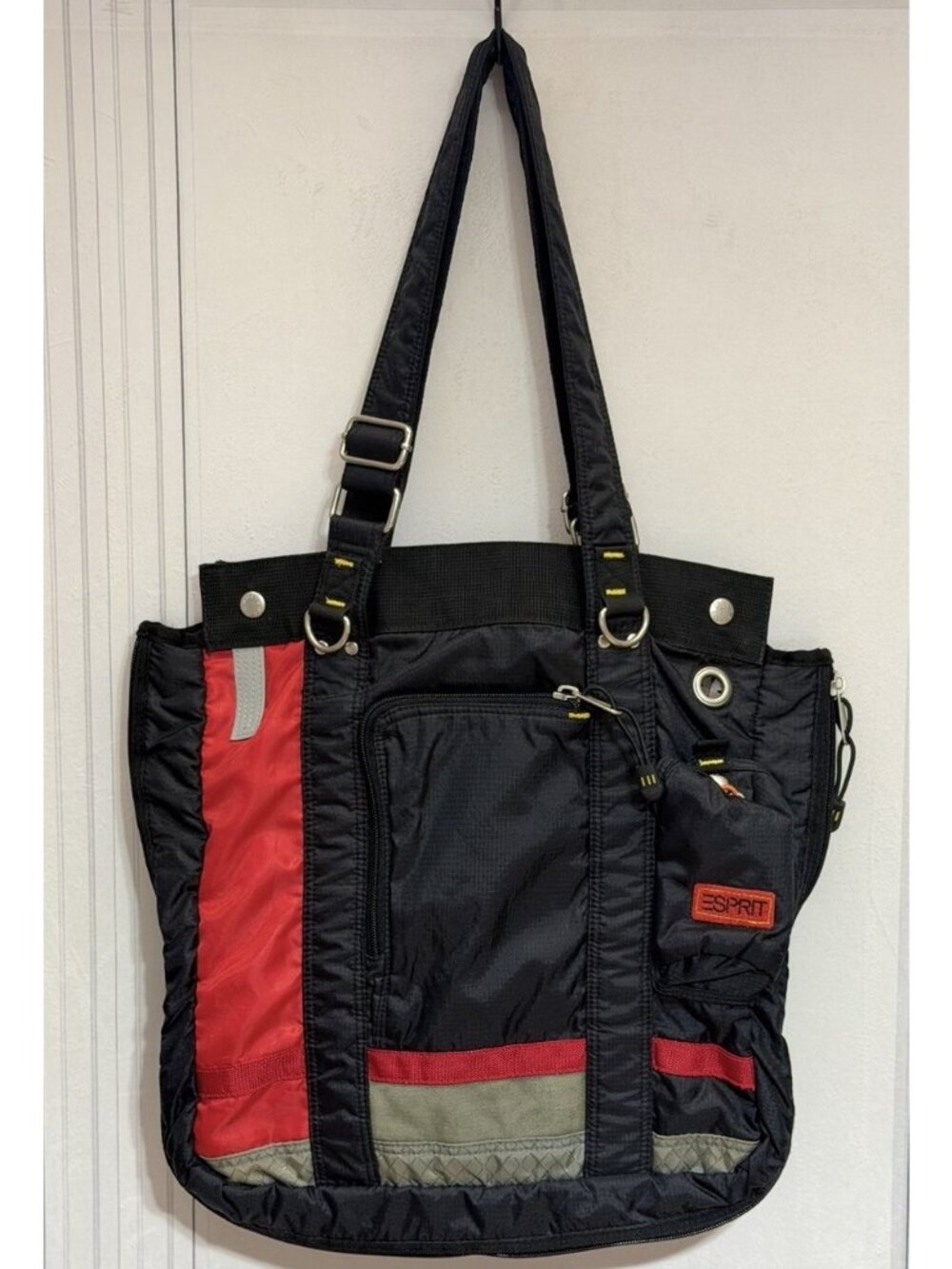 Esprit Vintage 90s Nylon Ripstop Utility Tote Bag Retro Messenger Cyber Tech